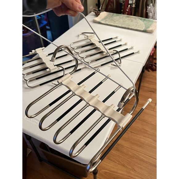 3 Space Saving 5 Tier Anti-Slip Pant Hangers - Picture 4 of 4